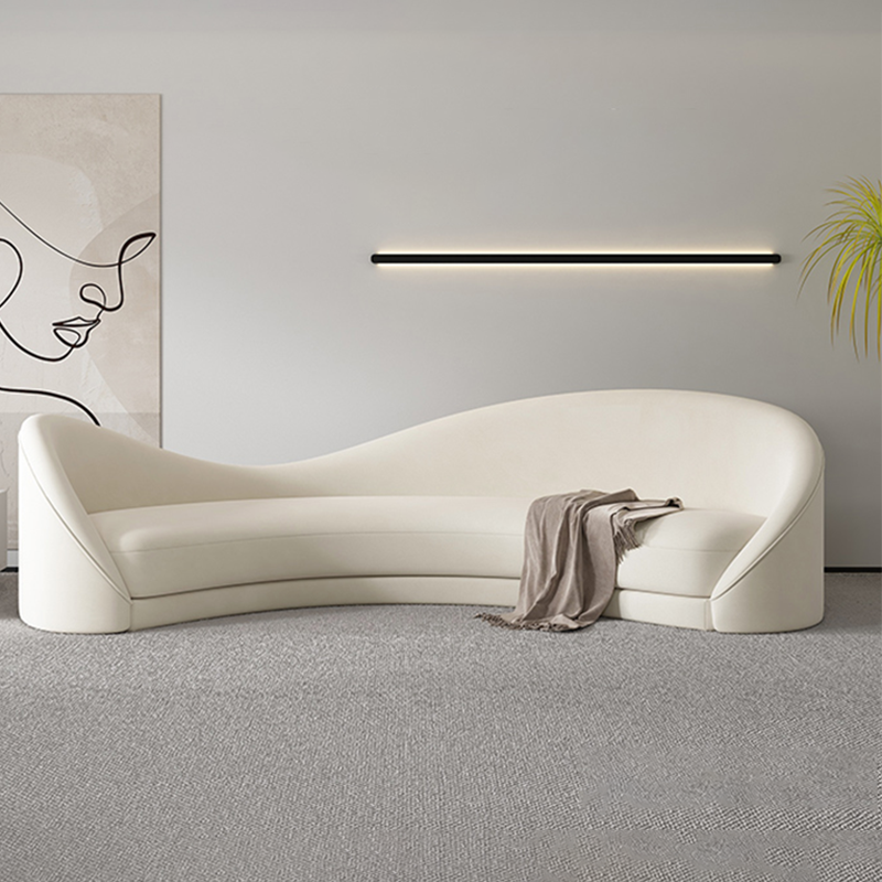 Scandinavian Fabric White Cushions Tuxedo Arm Living Room Settee