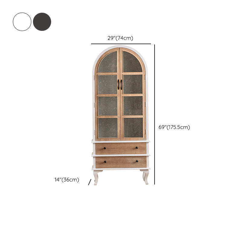 Half Circle Accent Cabinet Solid Wood Storage Cabinet with Drawer