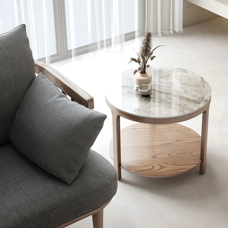 Modern Round 3 Legs Coffee Table No Distressing Coffee Table Set with Shelf