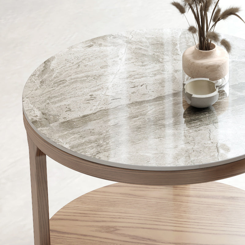 Modern Round 3 Legs Coffee Table No Distressing Coffee Table Set with Shelf
