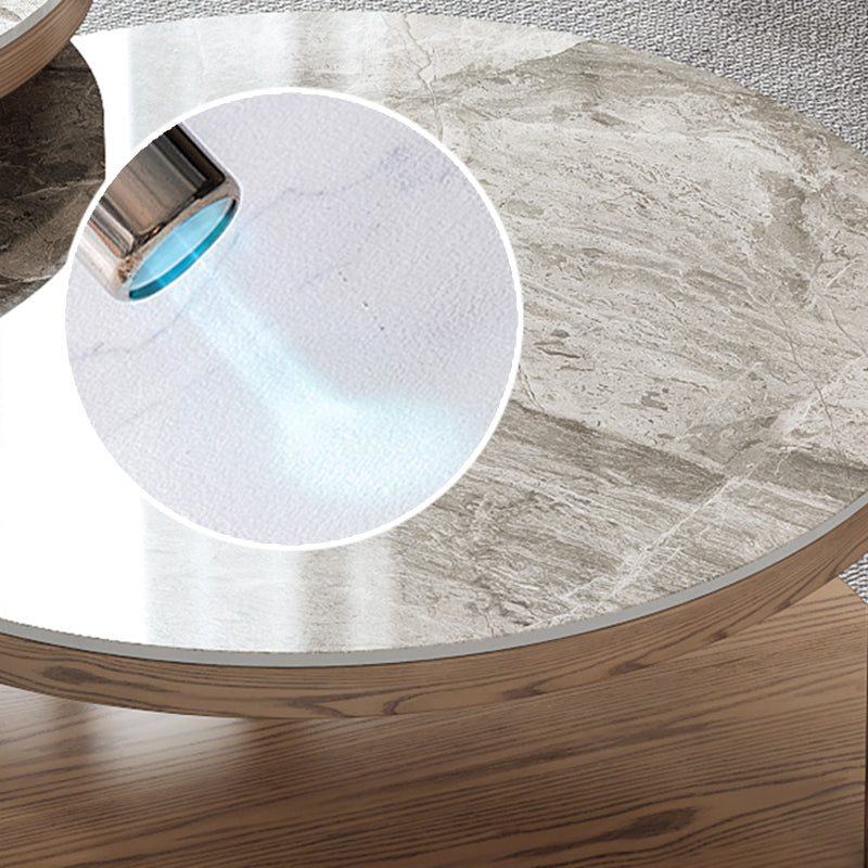 Modern Round 3 Legs Coffee Table No Distressing Coffee Table Set with Shelf