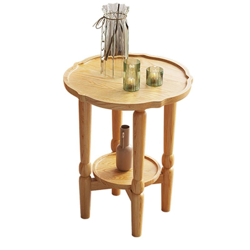 4 Legs Coffee Table No Distressing Solid Wood Coffee Table Set with Shelf