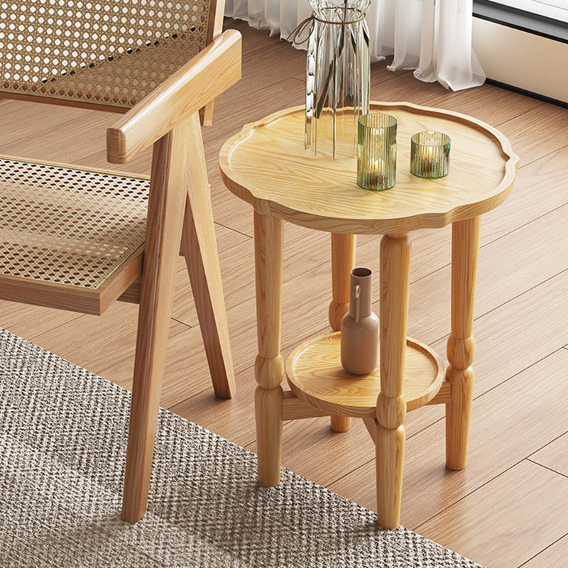 4 Legs Coffee Table No Distressing Solid Wood Coffee Table Set with Shelf