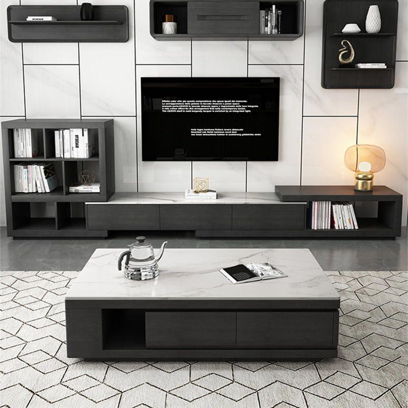 Single Coffee Table Slate Rectangular Coffee Table with Shelf