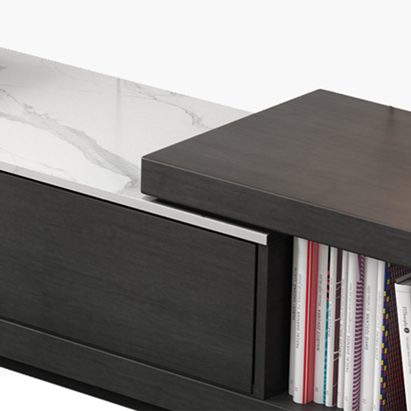 Single Coffee Table Slate Rectangular Coffee Table with Shelf