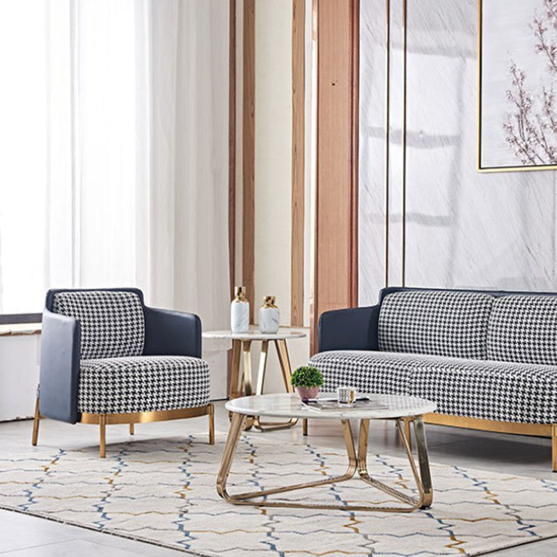 Linen Barrel Chair 29.52" Wide Chair with Cushion Back for Living Room