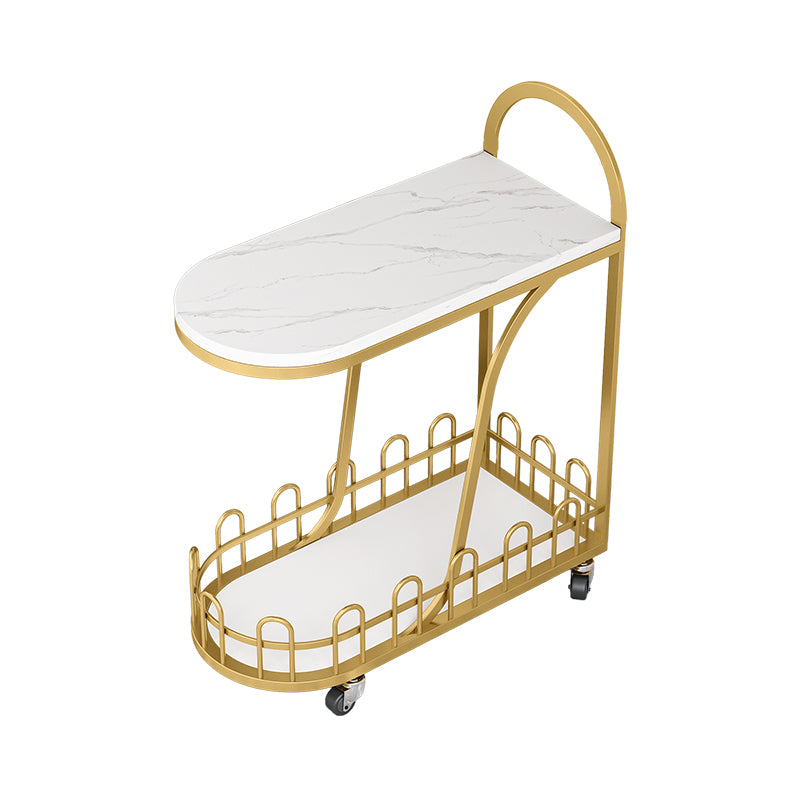 Contemporary Marble Top End Slide Table Geometric 4 Legs Side Table