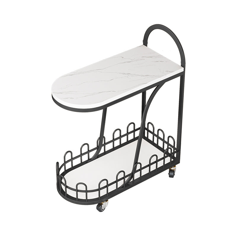 Contemporary Marble Top End Slide Table Geometric 4 Legs Side Table