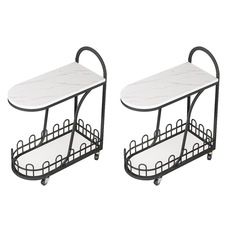 Contemporary Marble Top End Slide Table Geometric 4 Legs Side Table