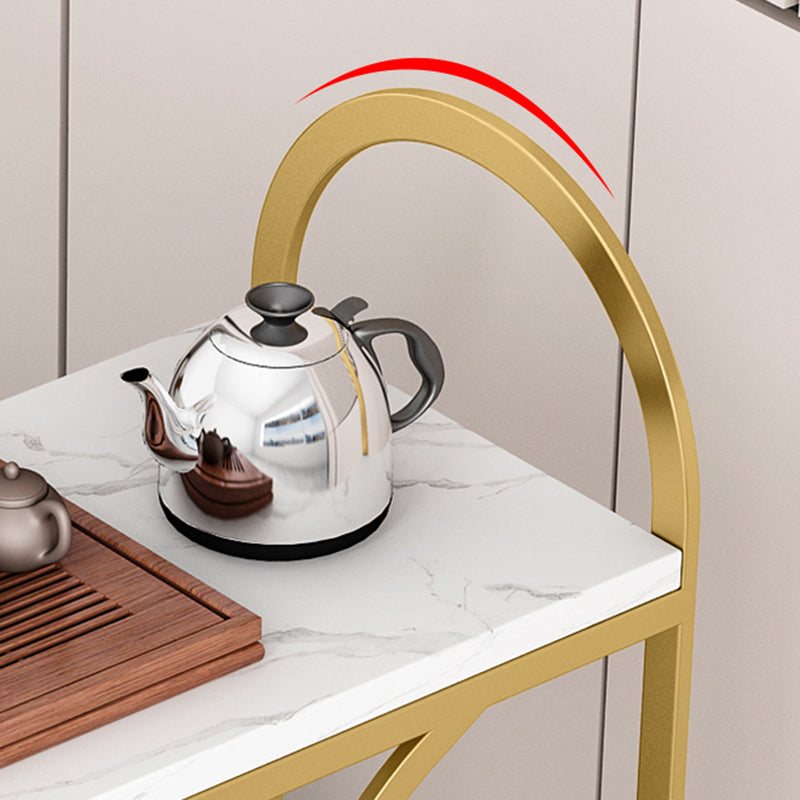 Contemporary Marble Top End Slide Table Geometric 4 Legs Side Table