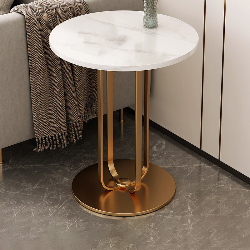 Modernistic Metallic Pedestal End Table MetalRound Slate Top Side End Table