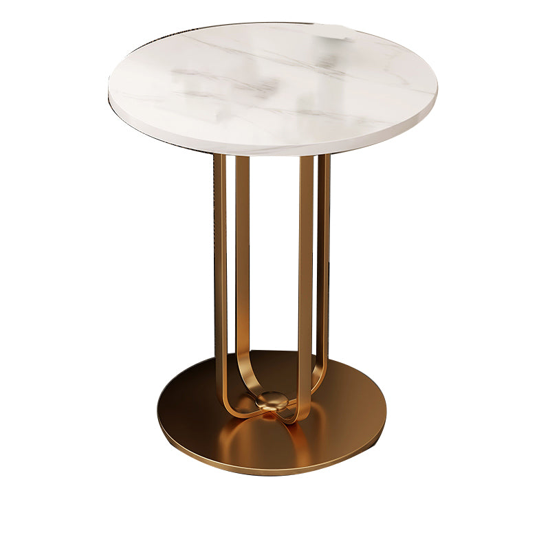 Modernistic Metallic Pedestal End Table MetalRound Slate Top Side End Table