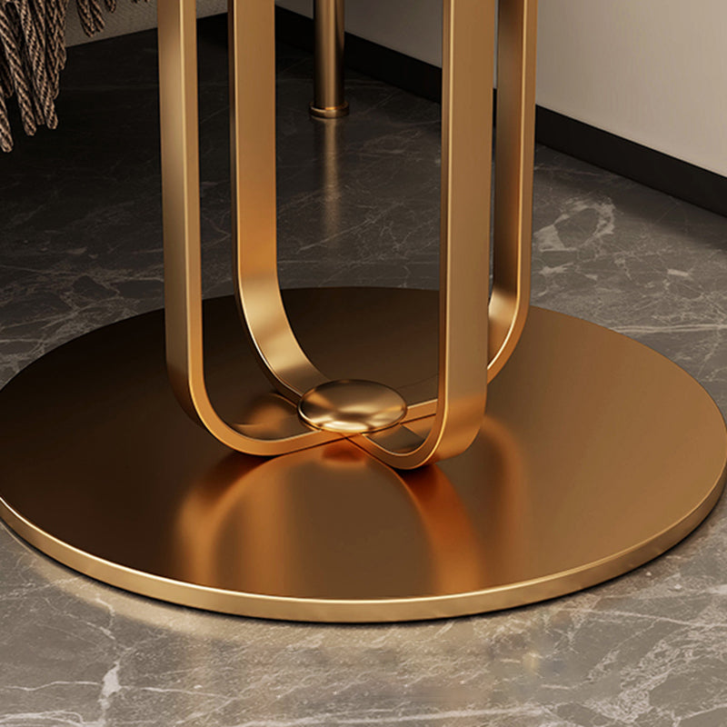 Modernistic Metallic Pedestal End Table MetalRound Slate Top Side End Table