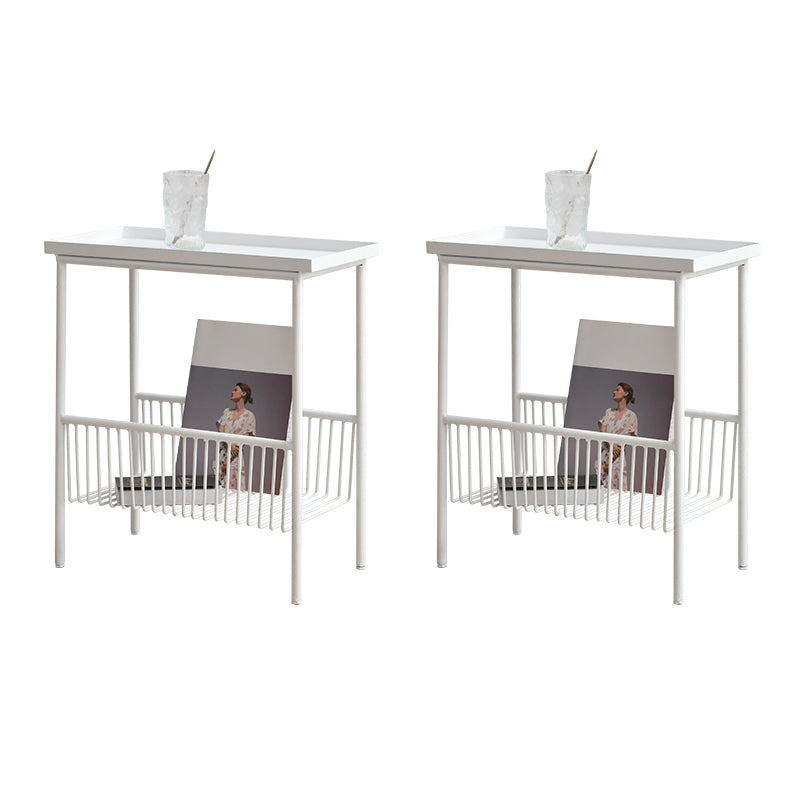 Contemporary Metal End Table Tray Top Accent Side Table with Storage