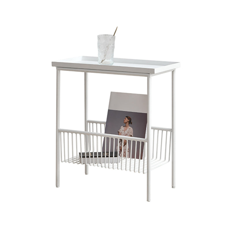 Contemporary Metal End Table Tray Top Accent Side Table with Storage