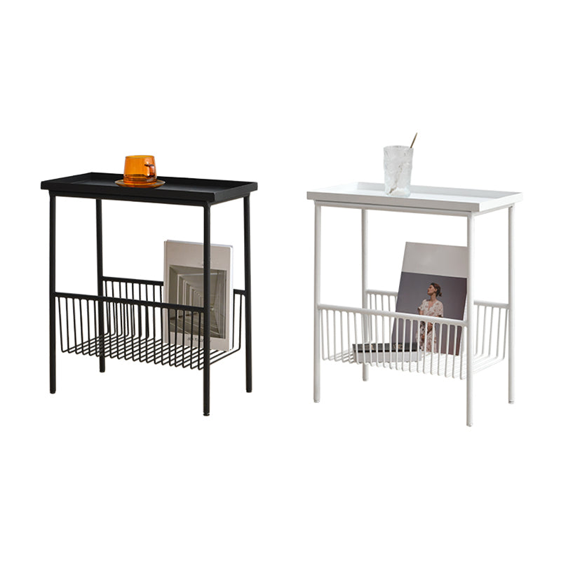 Contemporary Metal End Table Tray Top Accent Side Table with Storage