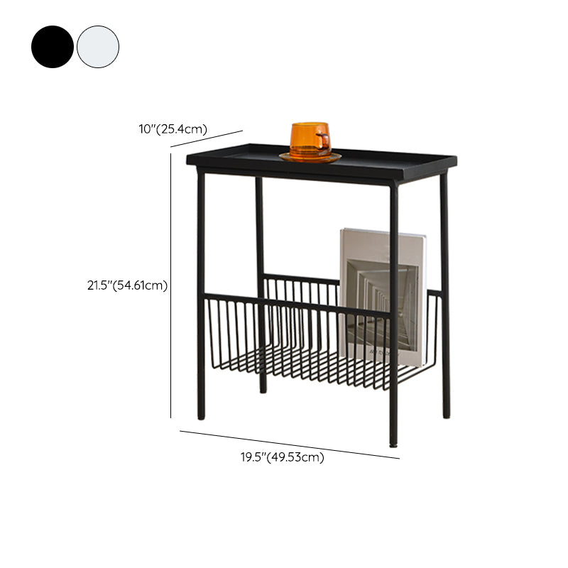 Contemporary Metal End Table Tray Top Accent Side Table with Storage