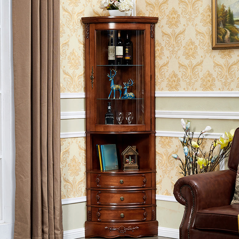 Triangle Accent Cabinet Solid Wood Storage Cabinet with Drawer