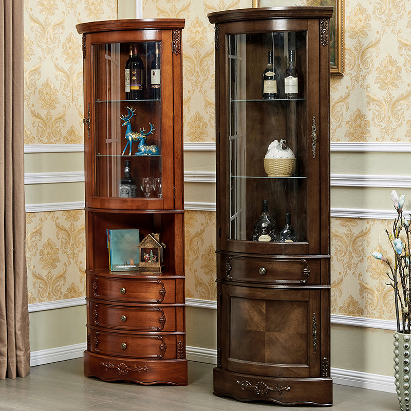 Triangle Accent Cabinet Solid Wood Storage Cabinet with Drawer