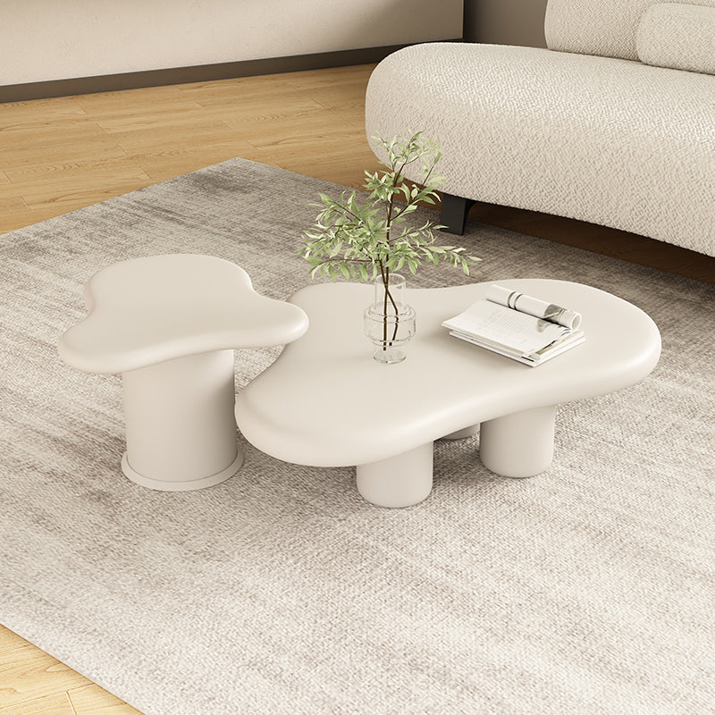 White Wood Coffee Table Free-Form Modern No Distressing Coffee Table