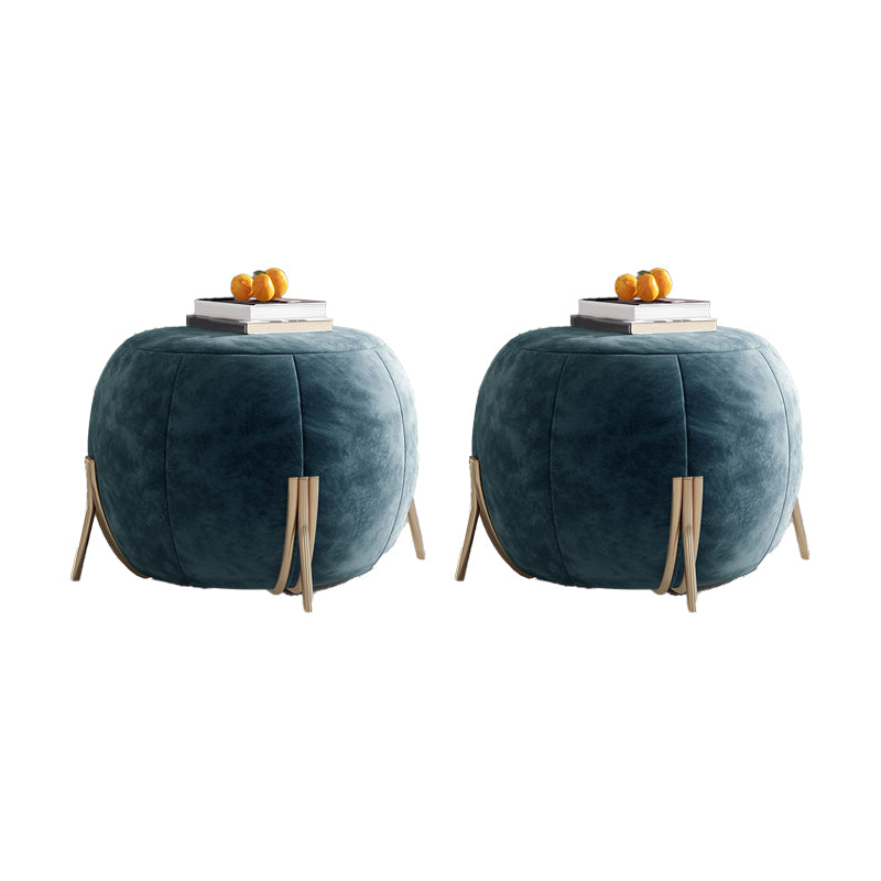 Blue Armless Lounge Chair Armless Fixed Back Bedroom Ottoman Set