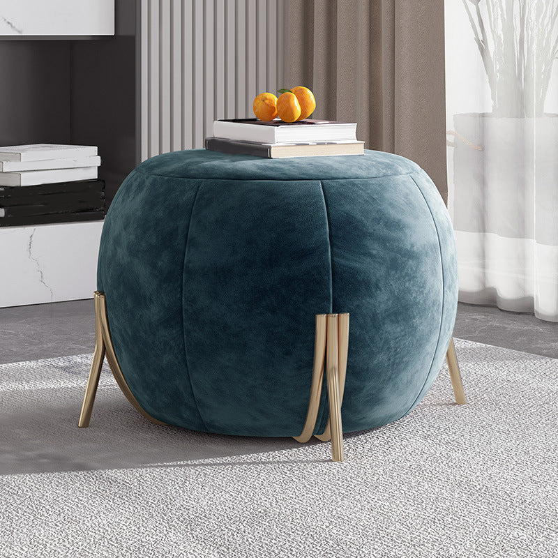 Blue Armless Lounge Chair Armless Fixed Back Bedroom Ottoman Set