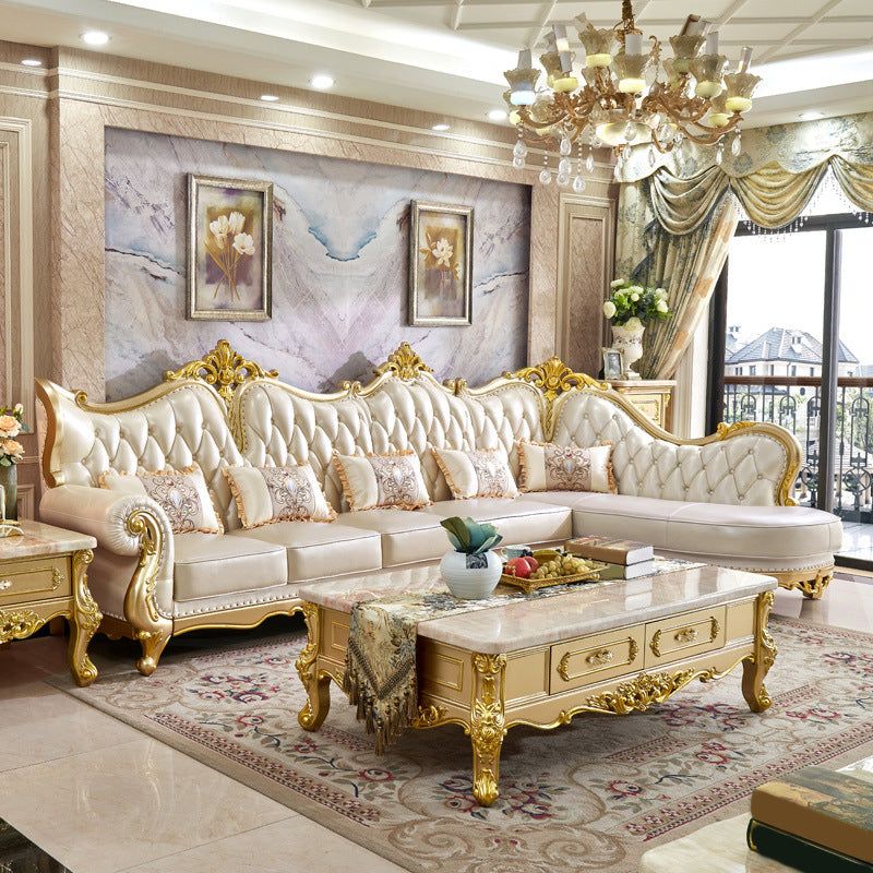 Contemporary French Country Sectional Sofa Leather Sleeper Sectional