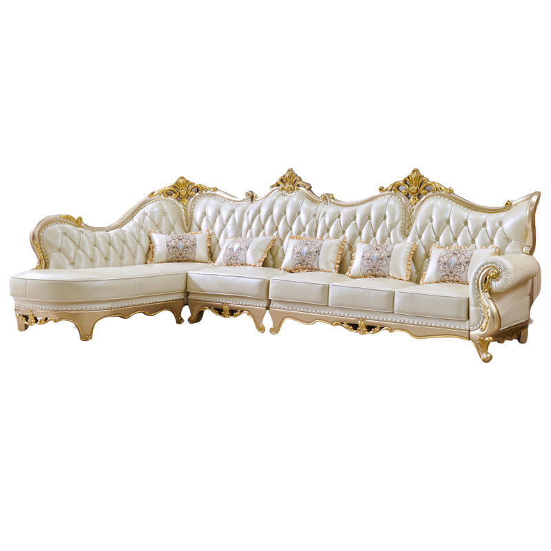 Contemporary French Country Sectional Sofa Leather Sleeper Sectional