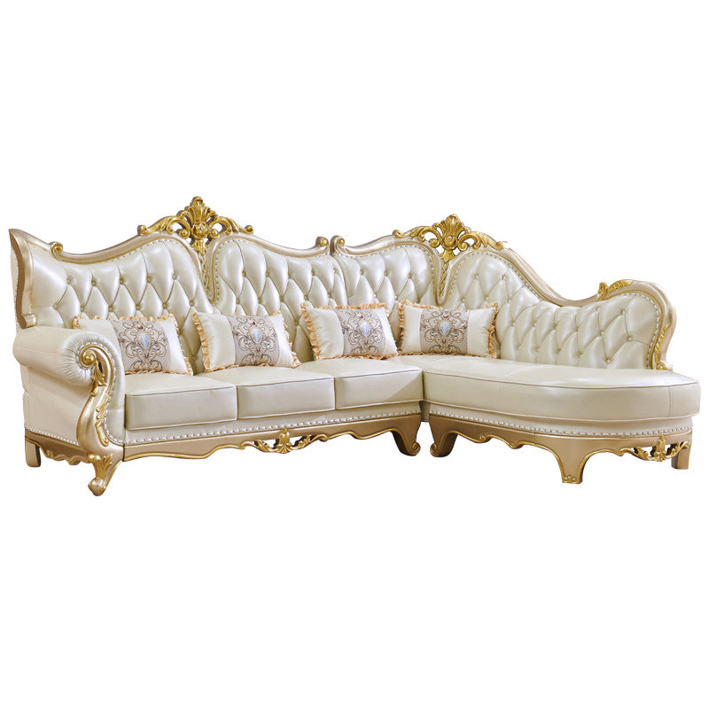 Contemporary French Country Sectional Sofa Leather Sleeper Sectional