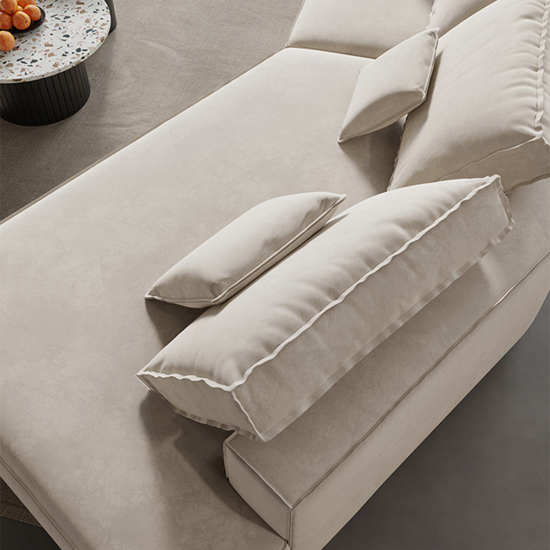Contemporary Glam Sloped Arm Sofa with Pillows Genuine Leather Sofa in Gray