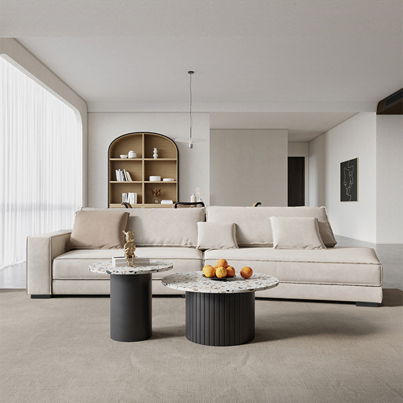 Contemporary Glam Sloped Arm Sofa with Pillows Genuine Leather Sofa in Gray