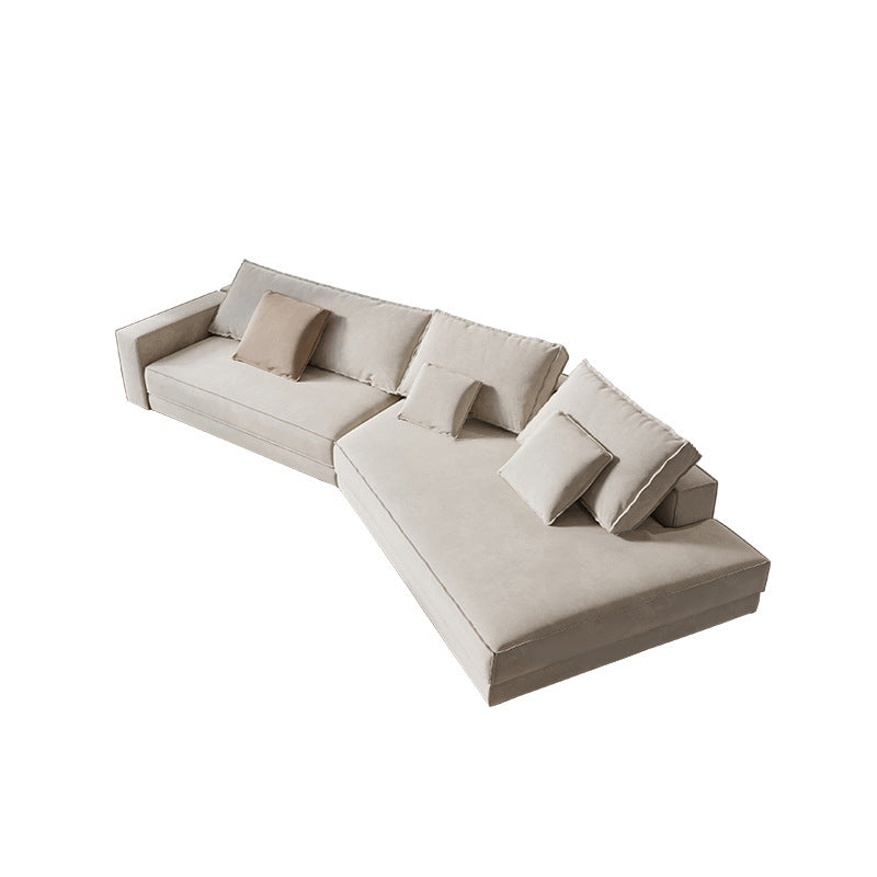 Contemporary Glam Sloped Arm Sofa with Pillows Genuine Leather Sofa in Gray