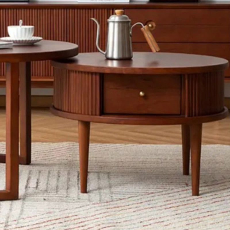 Contemporary Coffee Table Round Solid Wood Coffee Cocktail Table