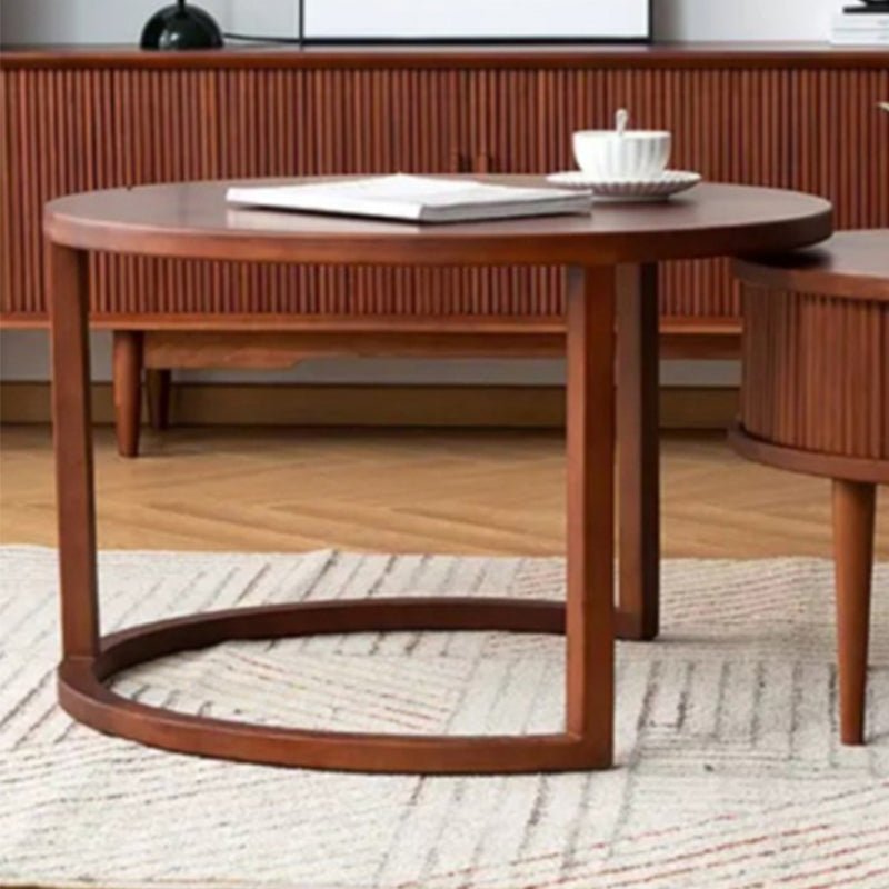 Contemporary Coffee Table Round Solid Wood Coffee Cocktail Table