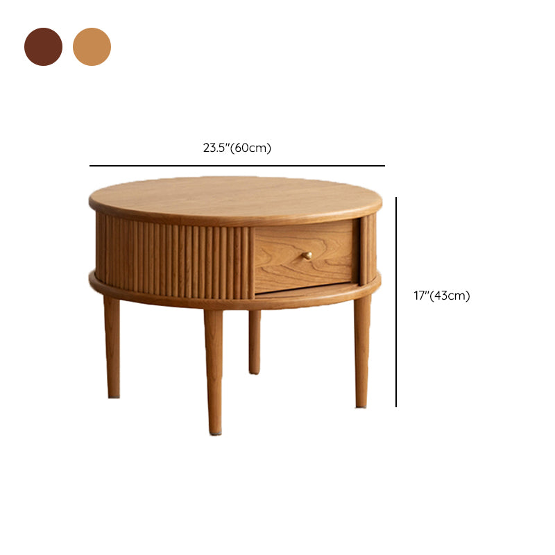 Contemporary Coffee Table Round Solid Wood Coffee Cocktail Table