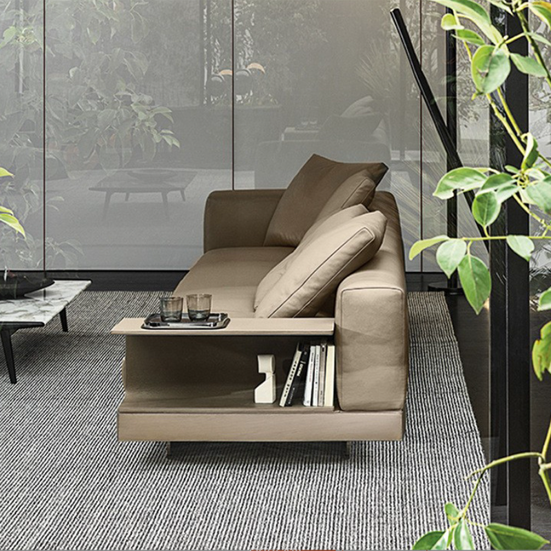 Scandinavian Light-grey Loose Back Square Arm Living Room Seating