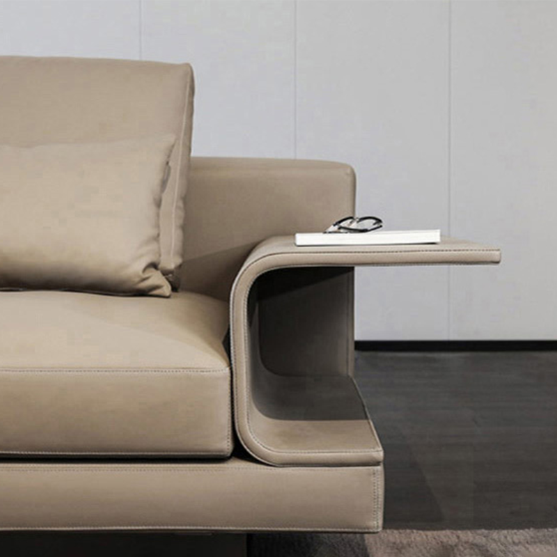 Scandinavian Light-grey Loose Back Square Arm Living Room Seating