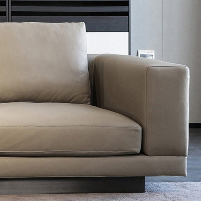 Scandinavian Light-grey Loose Back Square Arm Living Room Seating