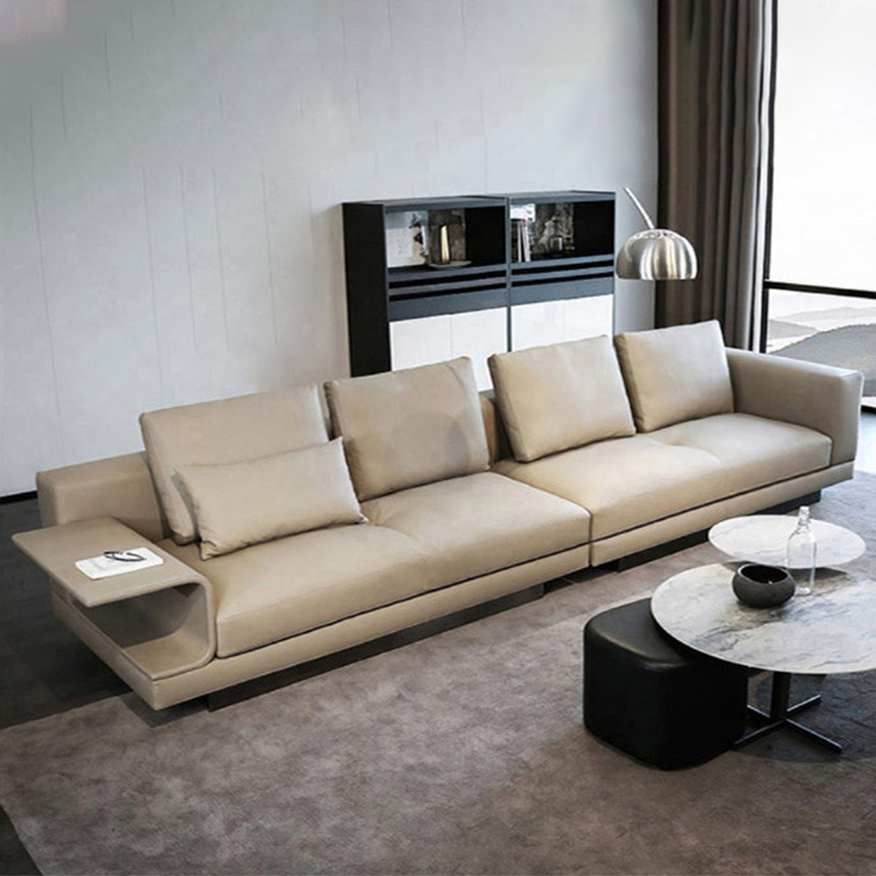 Scandinavian Light-grey Loose Back Square Arm Living Room Seating
