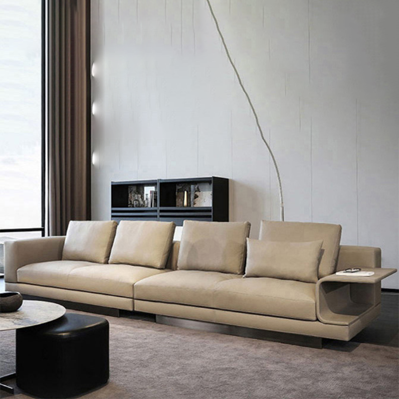 Scandinavian Light-grey Loose Back Square Arm Living Room Seating