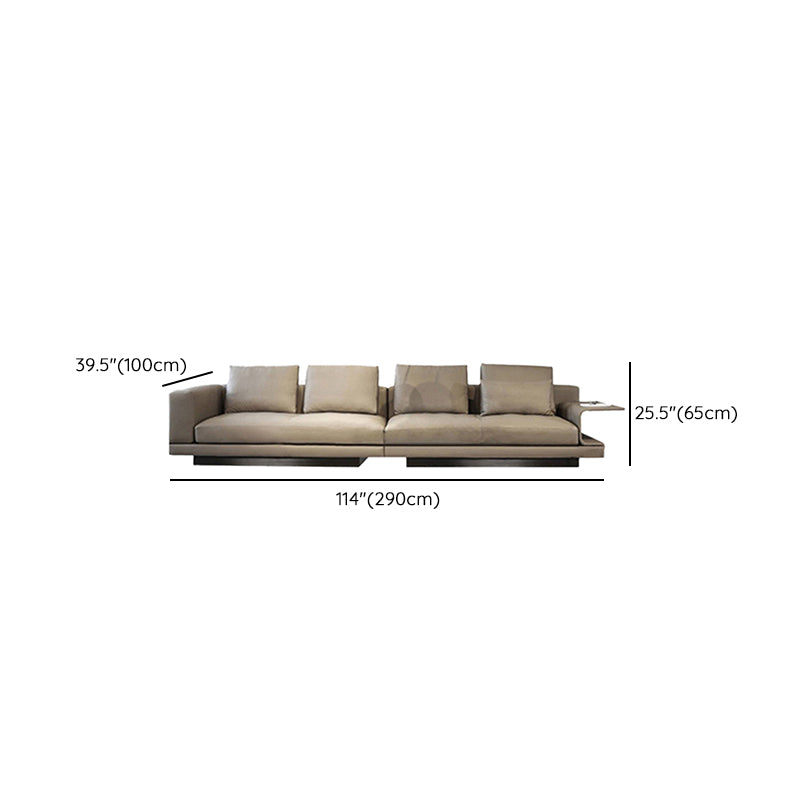 Scandinavian Light-grey Loose Back Square Arm Living Room Seating
