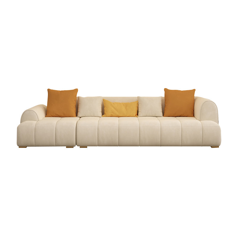 Scandinavian Fabric Stationary Sofa Recessed Arm Sofa with Pillows