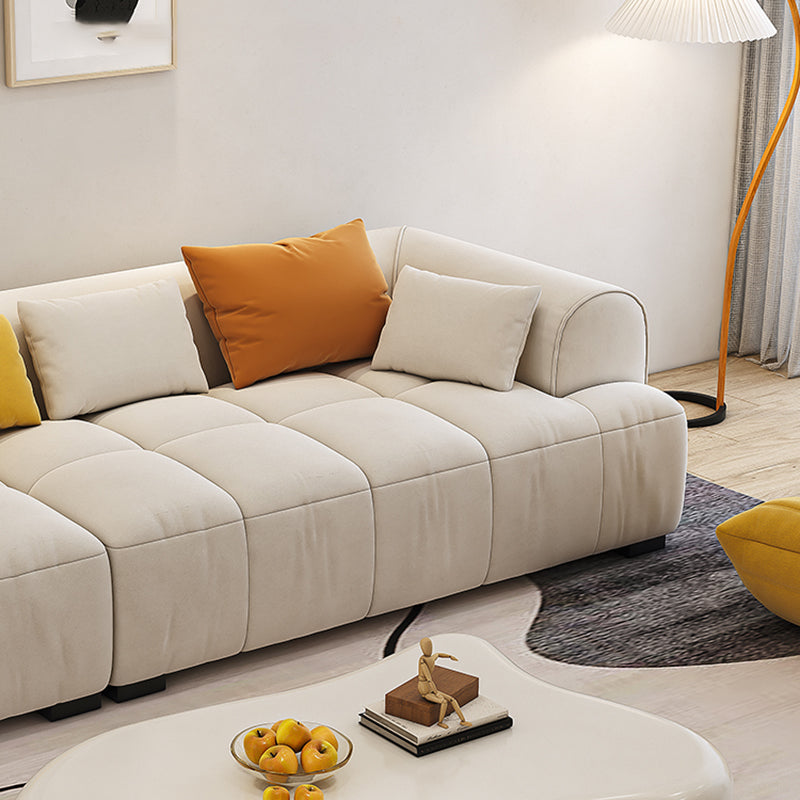 Scandinavian Fabric Stationary Sofa Recessed Arm Sofa with Pillows