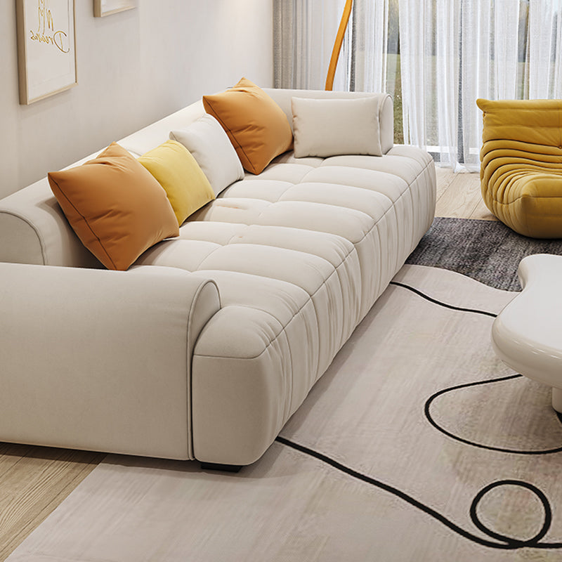 Scandinavian Fabric Stationary Sofa Recessed Arm Sofa with Pillows