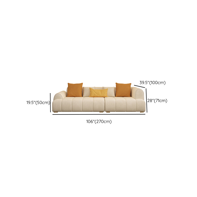 Scandinavian Fabric Stationary Sofa Recessed Arm Sofa with Pillows
