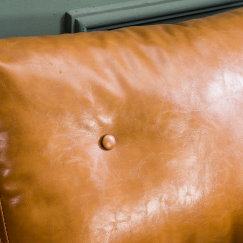 Glam Sofa with 2 Pillows Square Arm Faux Leather Living Room Seating