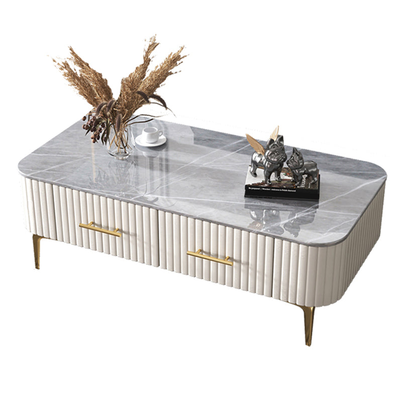 4 Legs Slate Rectangular Coffee Table Modern Single Coffee Table with Drawer