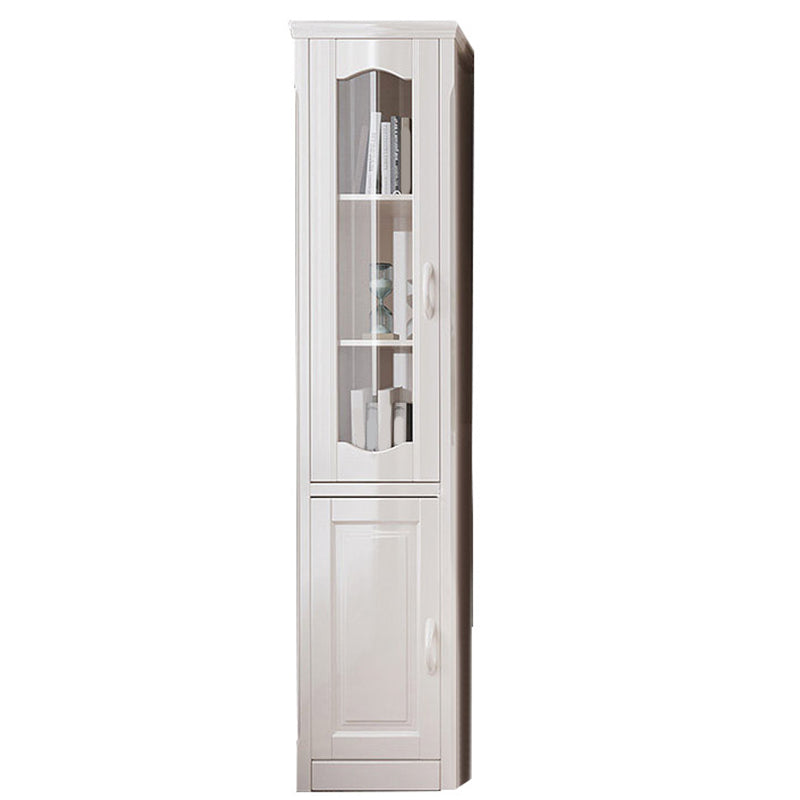Contemporary Glass Paned Cabinet in Rubberwood 1/2-Door Solid Wood Storage Cabinet