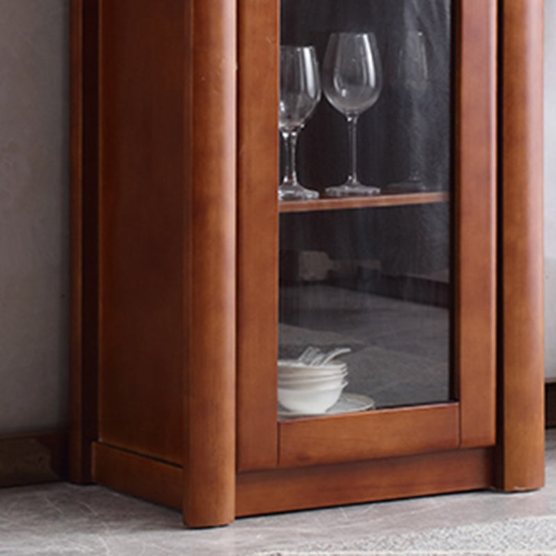 Contemporary Glass Paned Cabinet in Rubberwood 1/2-Door Solid Wood Storage Cabinet