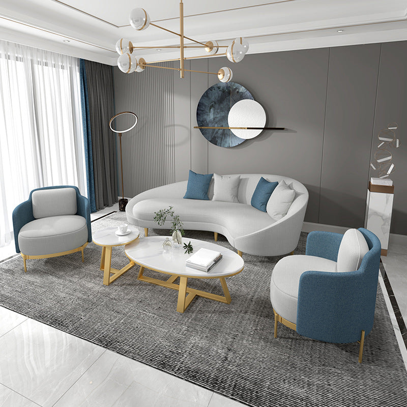 Solid Color Contemporary Sofa Tight Seat Foam Sloped Arms Settee